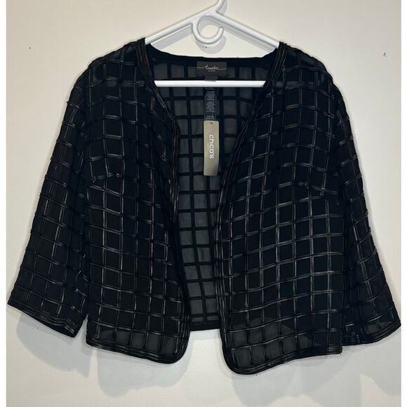 Travelers by Chico's Tops - Chico’s Mesh/ Leather Blazer